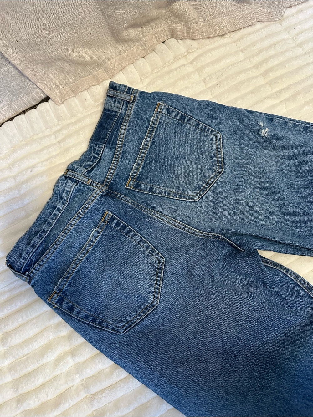 Zara Blue Jeans with Faux Fur Cuff - Picture 8 of 11